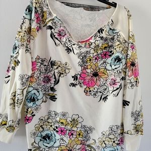 Free People off shoulder floral sweat shirt